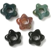 Natural Indian Agate Flower Large Hole Beads 14-15mm — Jewelry Beads