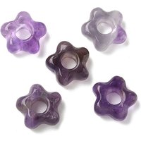 Perles Européennes en Améthyste Naturelle, Perles Fleuries à Gros Trou — Perles à bijoux