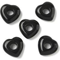 Natural Obsidian European Heart Large Hole Beads — Jewelry Beads