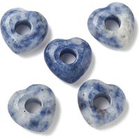 Natural Blue Spot Jasper Heart Large Hole Beads — Jewelry Beads