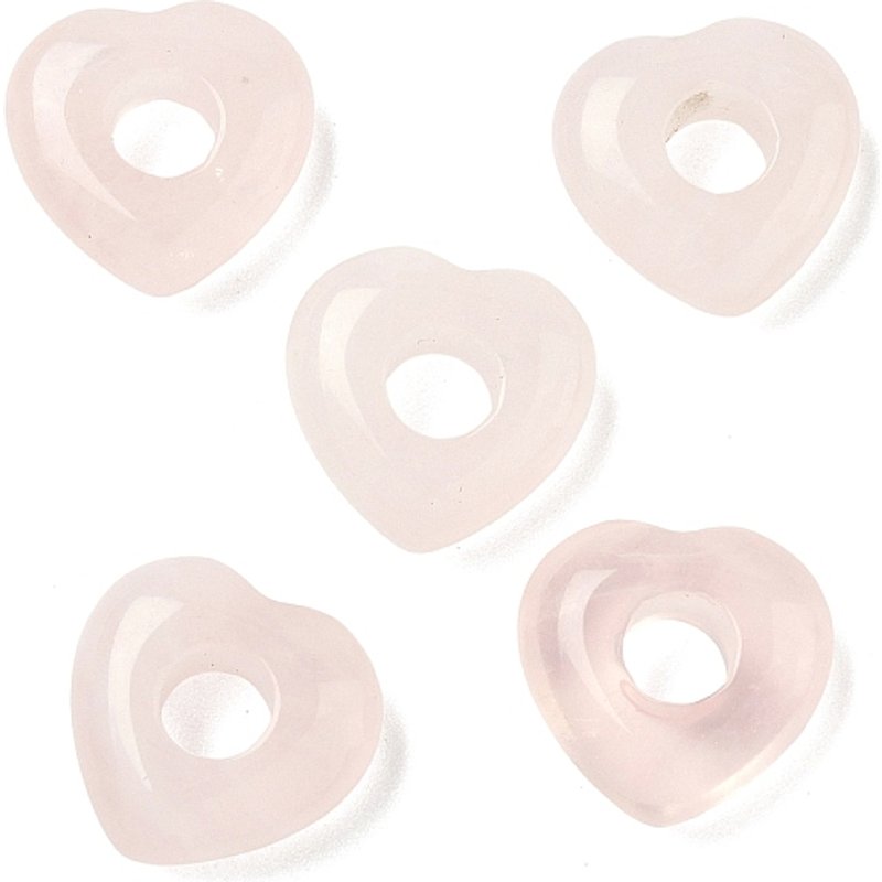 Perles Européennes en Quartz Rose Naturel en Forme de Coeur — Perles à bijoux