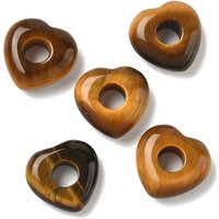 Natural Tiger Eye European Heart Large Hole Beads — Jewelry Beads