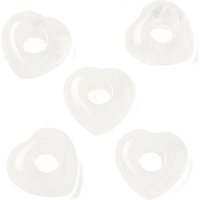 Natural Quartz Crystal Heart Large Hole Beads 15-15.5mm