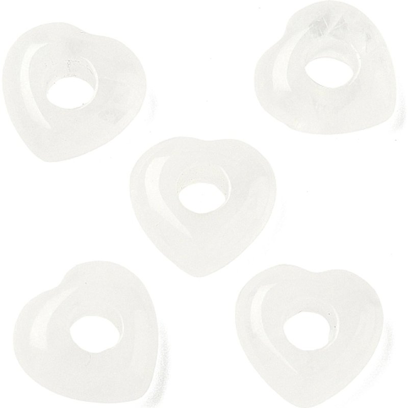 Natural Quartz Crystal Heart Large Hole Beads 15-15.5mm — Jewelry Beads