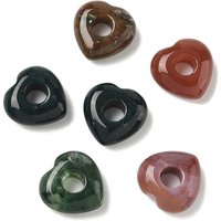 Perles en Agate Indienne Naturelle en Forme de Cœur, Gros Trou — Perles à bijoux