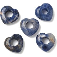Natural Sodalite Heart Large Hole Beads, 15-15.5mm