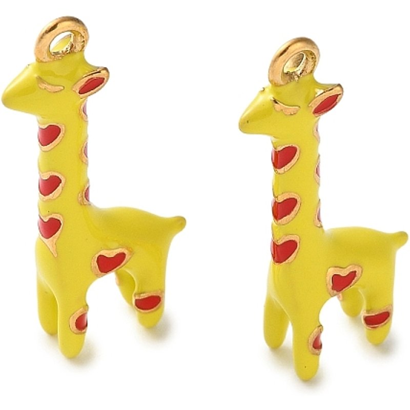 Pendentif Enamel Giraffa Jaune Doré en Acier Inoxydable 304 — Breloques et pendentifs