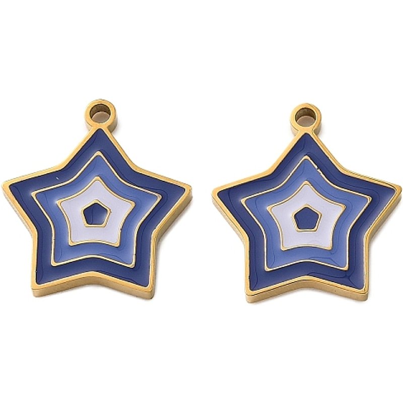 Pendentif en Émail en Acier Inoxydable 304 en Étoile Dorée et Bleue — Breloques et pendentifs