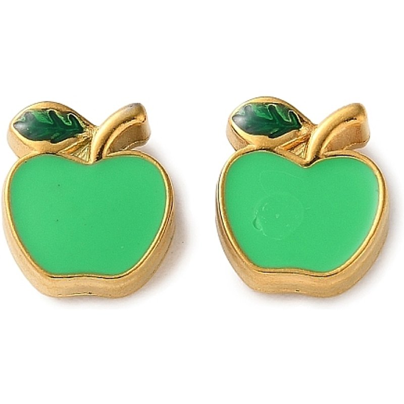 Charms en Émail en Acier Inoxydable 304 - Pomme Dorée — Breloques et pendentifs