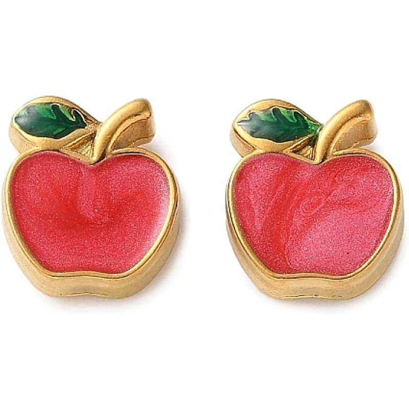 Charm en Émail Thème Fruit en Acier Inoxydable 304 - Pomme Dorée — Breloques et pendentifs