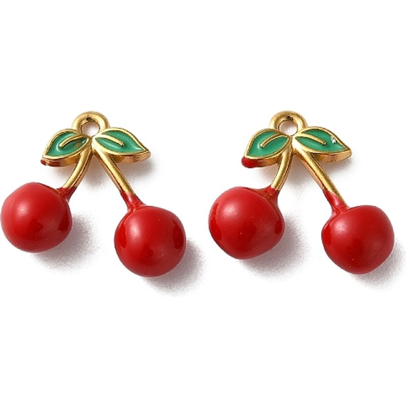 Pendentif en Acier Inoxydable 304 Émaillé - Thème Cerise — Breloques et pendentifs