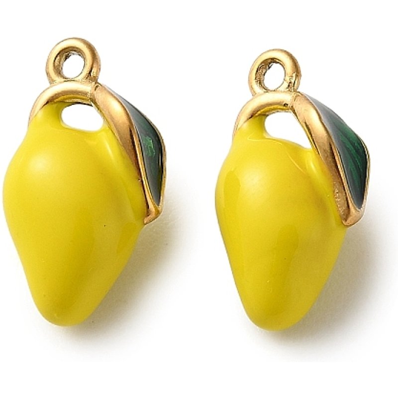 Pendentifs en Émail en Acier Inoxydable 304 - Citron Doré — Breloques et pendentifs