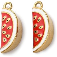 304 Stainless Steel Enamel Fruit Pendants - Watermelon Design
