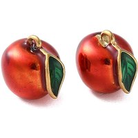 304 Stainless Steel Enamel Fruit Charms - Golden Apple
