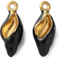304 Stainless Steel Enamel Conch Pendants in Gold and Black