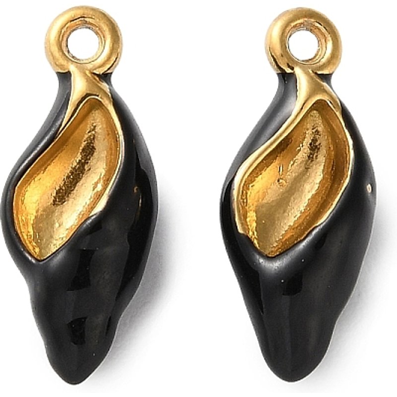 Pendentifs en émail en acier inoxydable 304 en forme de conque — Breloques et pendentifs
