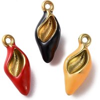 304 Stainless Steel Enamel Conch-shaped Pendant in Mixed Colors
