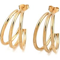 Boucles d'oreilles en acier inoxydable 202 en forme de C triple en or — Bijoux fantaisie