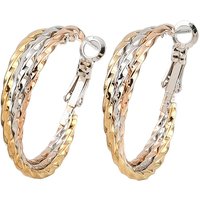 202 Stainless Steel Triple Twist Hoop Earrings with Multi-color Design — Hoop Earrings