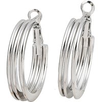 202 Stainless Steel Triple Hoop Earrings with 304 Stainless Steel Pins — Hoop Earrings
