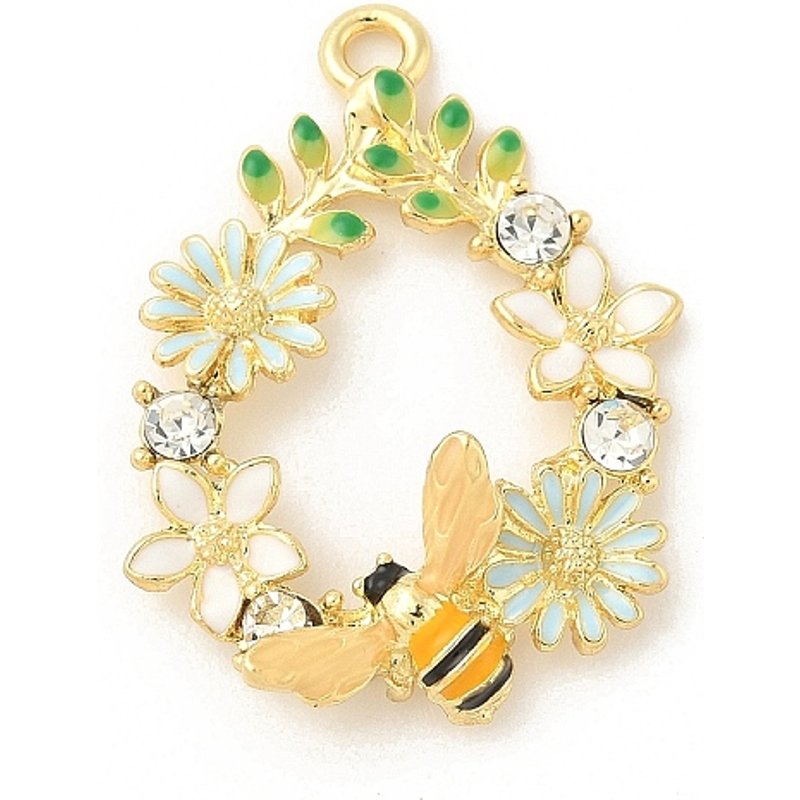 Pendentif en Émail en Alliage avec Rhinestone, Couronne avec Abeilles — Breloques et pendentifs