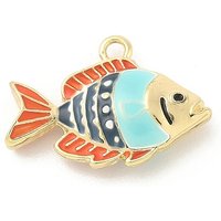 Golden Fish Alloy Enamel Pendant with 1.8mm Hole