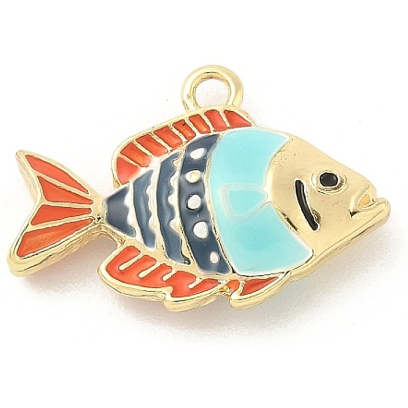 Pendentif en Émail Alliage Poisson Doré avec Trou de 1,8 mm — Breloques et pendentifs