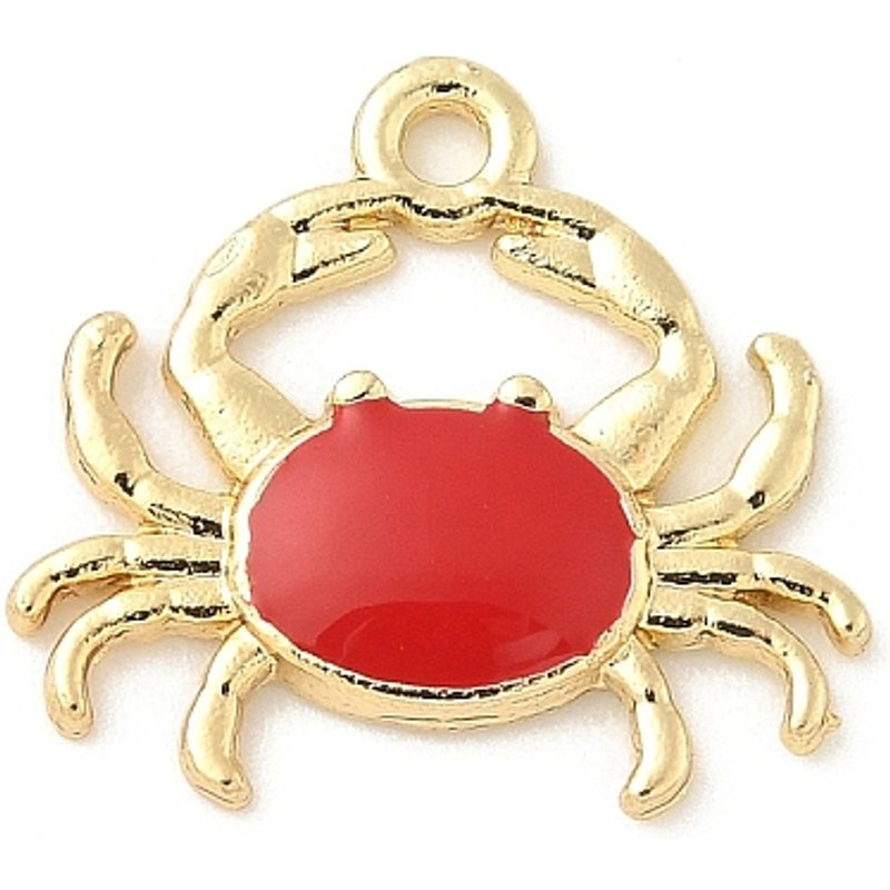 Pendentif en Émail Alliage Doré, Crabe, 18x19.5x2mm, Trou: 1.8mm — Breloques et pendentifs