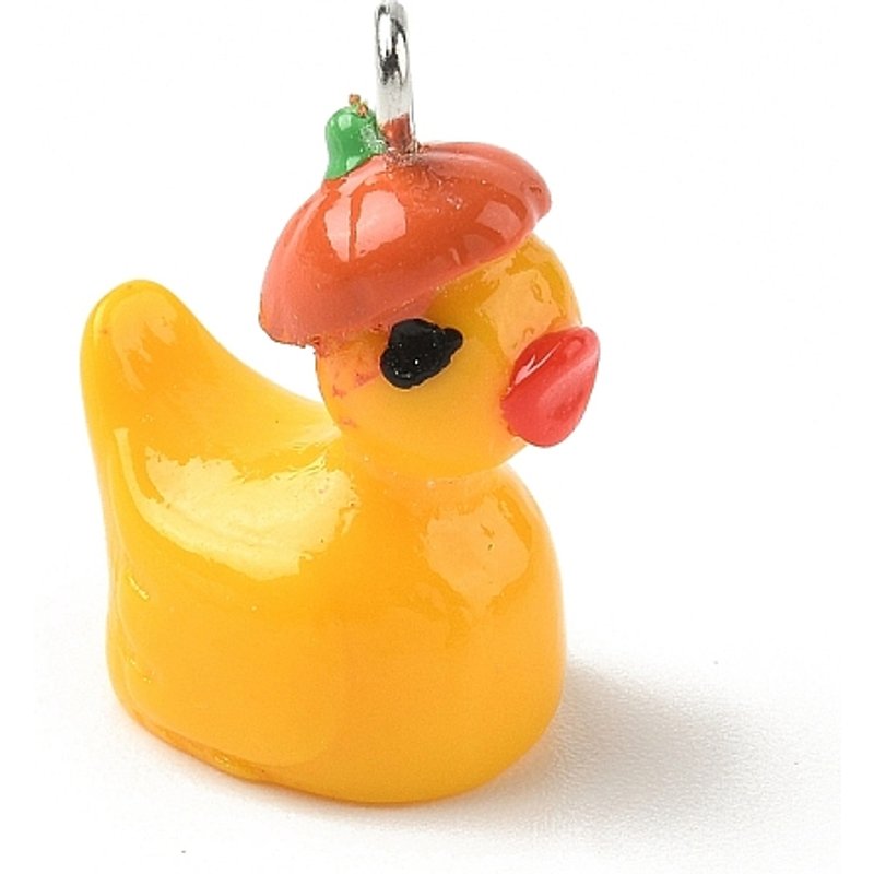 Opaque Resin Duck Charm Pendant with Platinum Iron Loop — Charms & Pendants