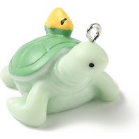 Marine Organism Turtle Resin Pendant with Platinum Iron Loop