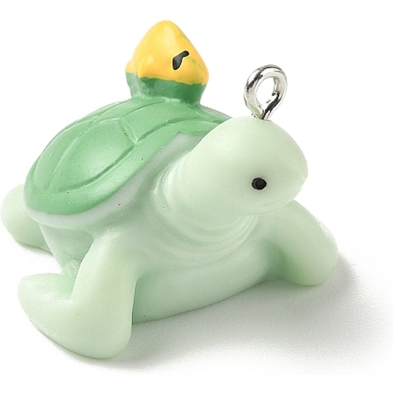 Marine Organism Turtle Resin Pendant with Platinum Iron Loop — Charms & Pendants