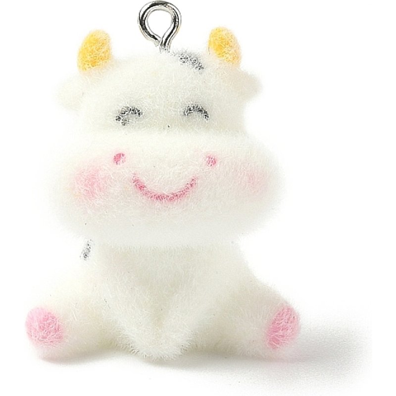 Flocky Opaque Resin Pendants with Platinum Iron Loop - Cattle — Charms & Pendants