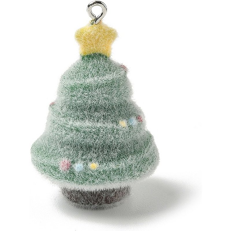 Pendentifs en résine opaque Flocky de Noël avec boucle en fer platine — Breloques et pendentifs