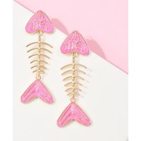 Alloy Enamel Fishbone Dangle Stud Earrings, Golden — Costume Jewelry