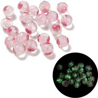 Perles en verre soufflé à la main, design rond avec cœur, phosphorescentes, roses — Perles à bijoux
