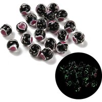 Handmade Lampwork Beads, Luminous Round Heart Beads, Glow in Dark — Jewelry Beads
