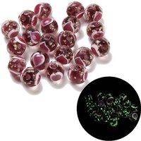 Perles en Verre Soufflé à la Main, Rondes avec Cœur, Lumineuses, Brun Rosé — Perles à bijoux