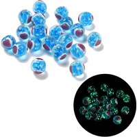 Handmade Lampwork Beads, Luminous Round Heart Beads, Blue