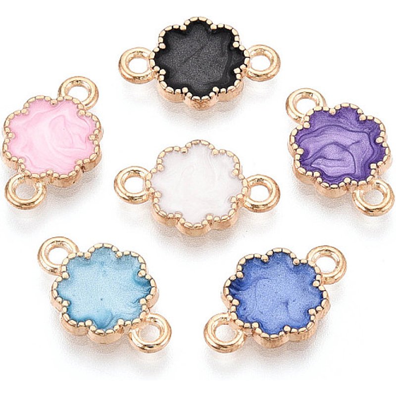 Alloy Enamel Flower Connector Charms, Cadmium & Lead Free — Jewelry Findings