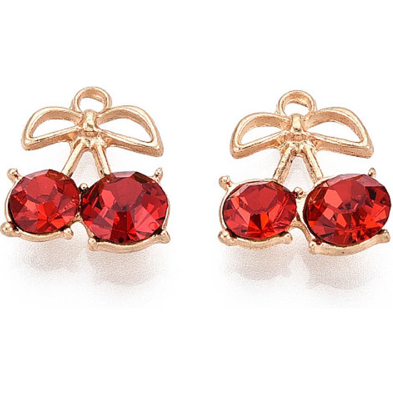 Pendentif en alliage de strass cerise, or clair, sans cadmium ni plomb — Breloques et pendentifs