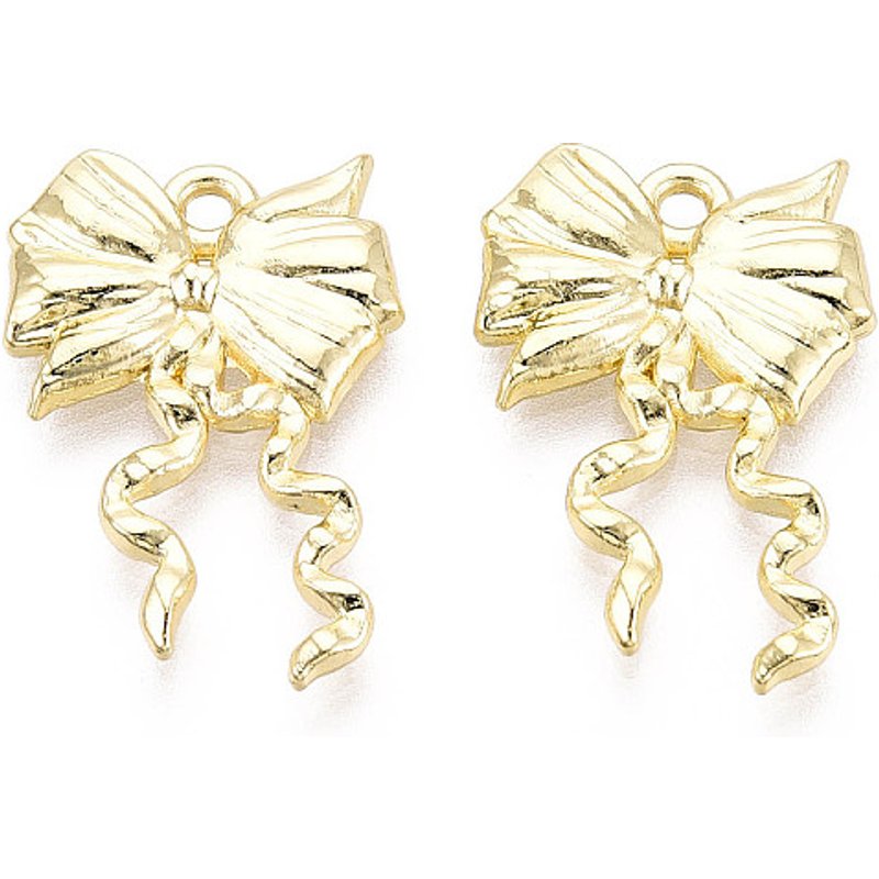 Pendentif en alliage de placage Rack, nœud papillon, or clair, 24x16x2mm — Breloques et pendentifs