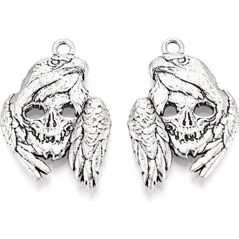 Rack Plating Tibetan Style Skull & Eagle Alloy Pendant — Charms & Pendants