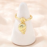 Brass Adjustable Finger Rings in Golden Shell Shape — Costume Jewelry
