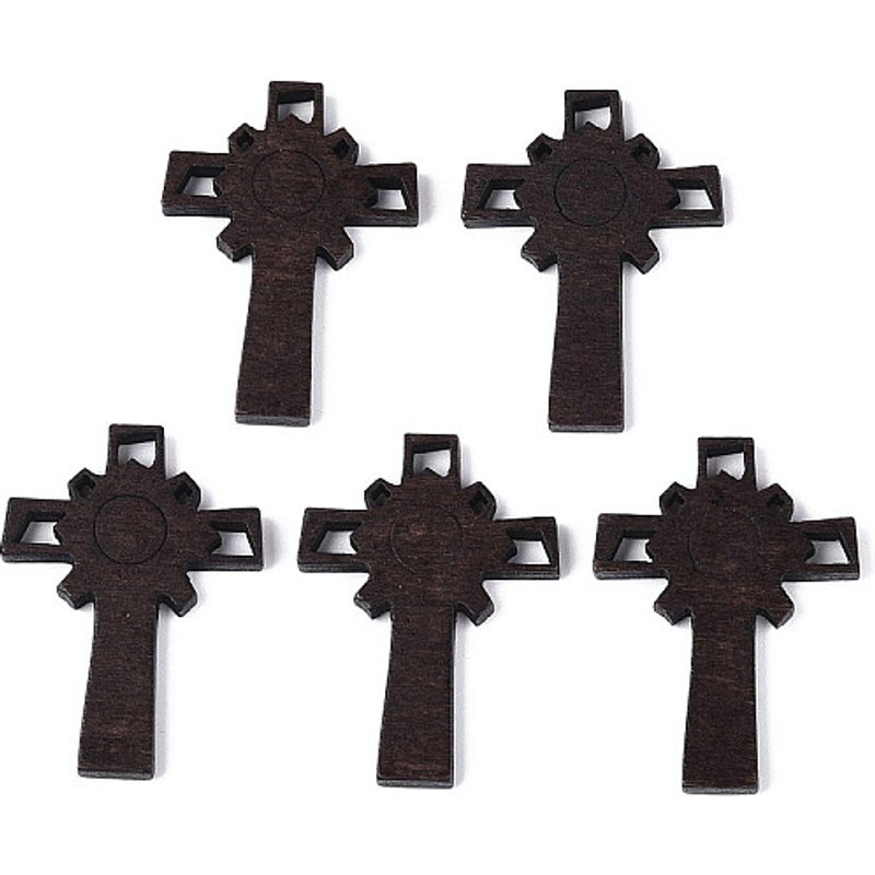 Pendentif Croix en Bois Religion en Brun Coco — Breloques et pendentifs