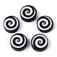 Schima Wood Beads, Spray Painted, Flat Round, Black — Jewelry Beads
