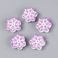 Perles en bois Schima, peintes à la pulvérisation, flocon de neige, violet — Perles à bijoux