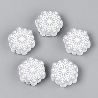 Perles en bois Schima, peintes à la bombe, flocon de neige, WhiteSmoke — Perles à bijoux