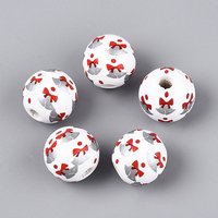 Spray Painted Schima Wood Beads, Round Red, 15-16mm — Jewelry Beads