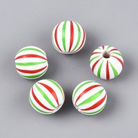 Spray Painted Schima Wood Beads, Colorful Round Printed Beads — Jewelry Beads