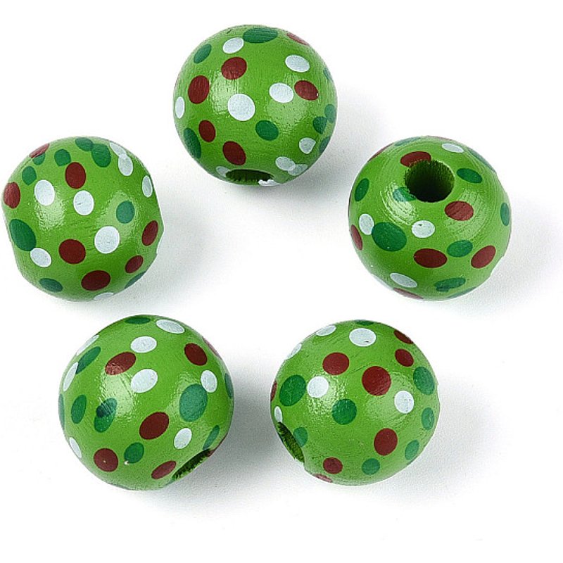Perles en Bois Schima Peintes en Spray, Ronde Vert Lime